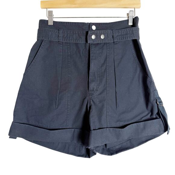Isabel Marant Kalosco Belted Cotton Pleated High Waisted Shorts Midnight Small - Picture 4 of 13